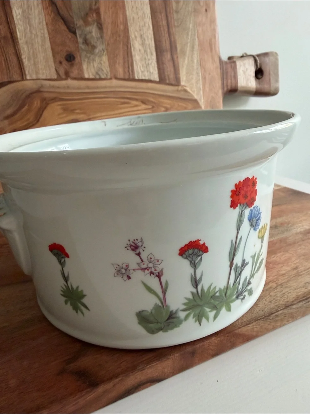 Vintage Louis Lourioux Porcelain Casserole Dish Le Faune Line Wild Flower No Lid
